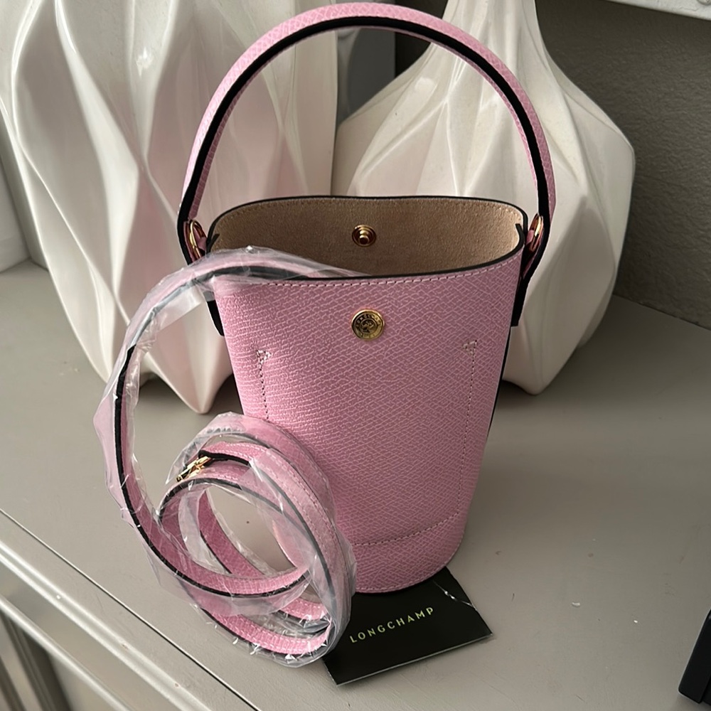 Longchamp Pink Mini Bag with Bucket Shape and Gold Hardware